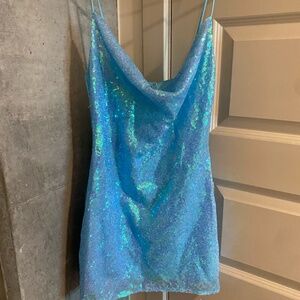 Sparkly Blue Mini Lucy in the Sky Dress